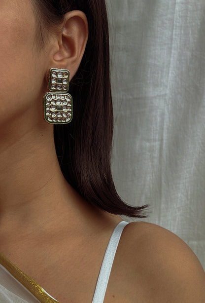 Kundan Square Statement Earrings