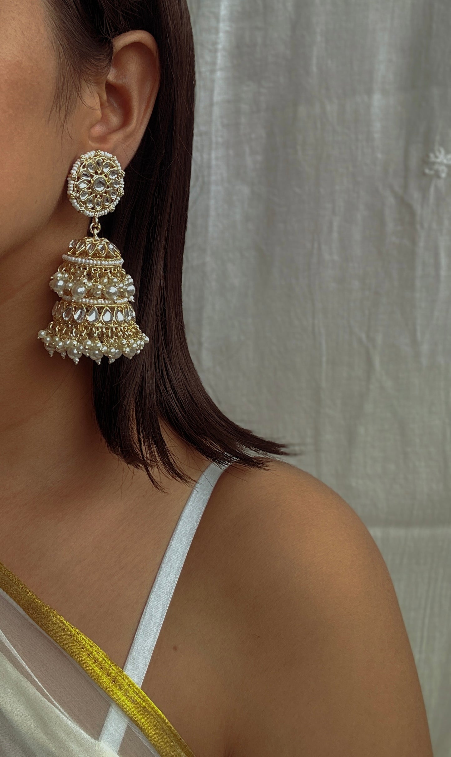 Pearl Kundan Majesty Jhumkas