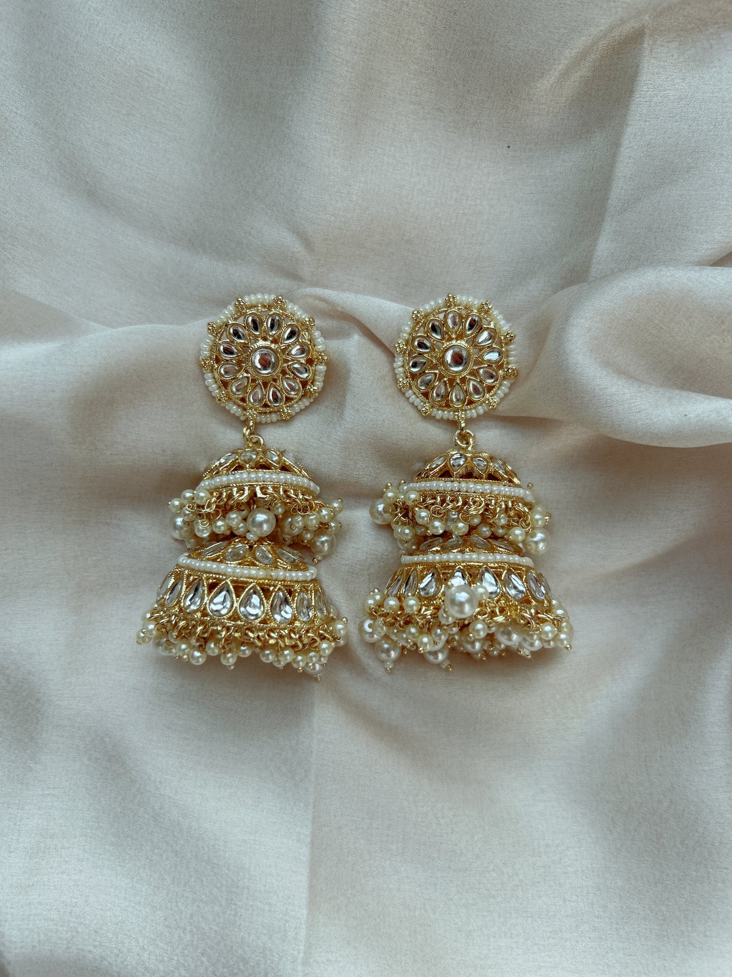 Pearl Kundan Majesty Jhumkas