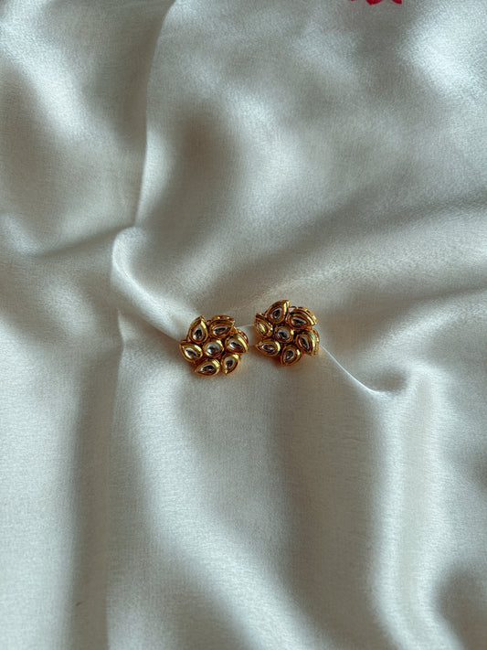 Golden Kundan Flower Earrings