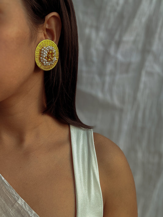 Leona Sun Earrings with Pearls