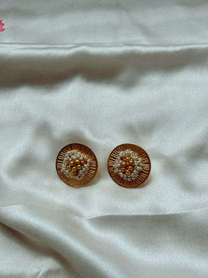 Leona Sun Earrings with Pearls