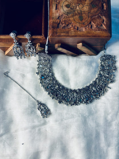 Shehnai Oxidized Set with Tika